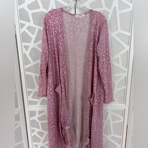 LuLaRoe Pink and White Patterned Cardigan